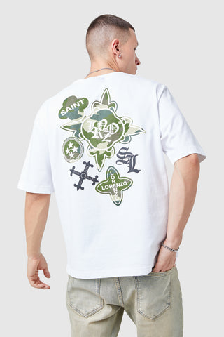 Icon Tee - White/Green Camo