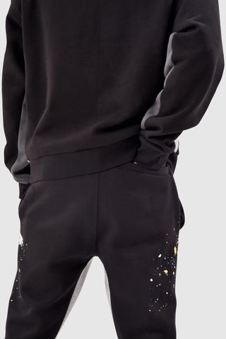 PAINT SMEAR FLARED JOGGER - BLACK