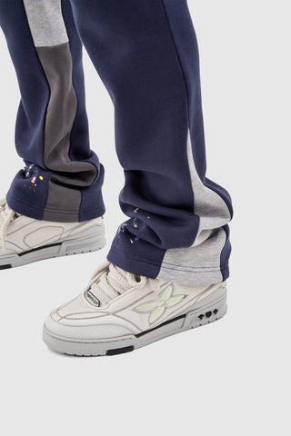 PAINT SMEAR FLARED JOGGER - NAVY