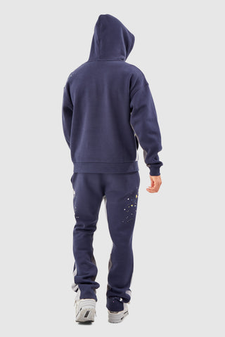 PAINT SMEAR FLARED JOGGER - NAVY